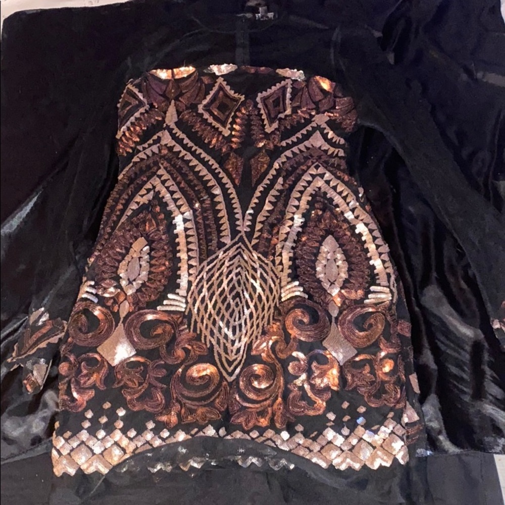 Fashion nova dress Marquee Sequin Dress - Black - Picture 3 of 6